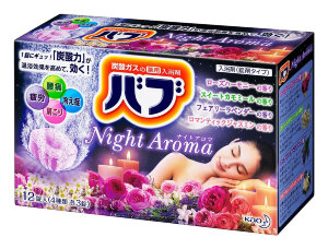 KAO NIGHT AROMA | лечебная соль для ванны 4 аромата в таблетках | 12 шт