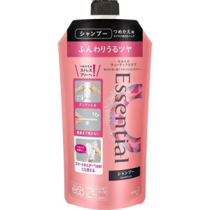 KAO | ESSENTIAL | smoothing shampoo for dry and damaged hair "volume and shine" | soft packaging | 340 ml